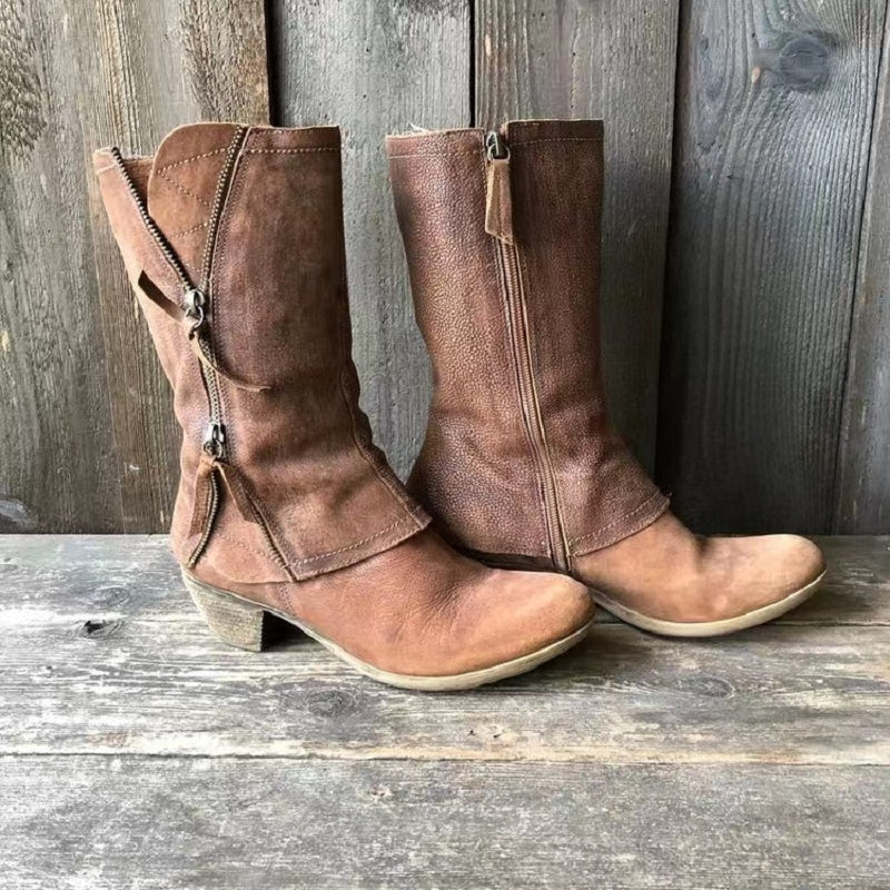 Lourdes | Damen Winter Cowgirl Stiefel mit Warmfutter und Absatz
