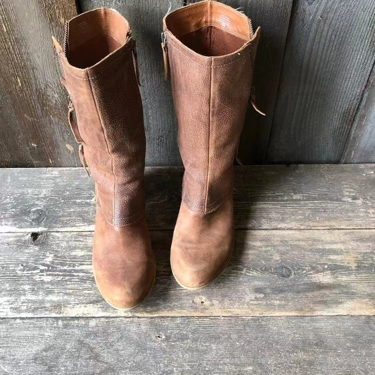 Lourdes | Damen Winter Cowgirl Stiefel mit Warmfutter und Absatz