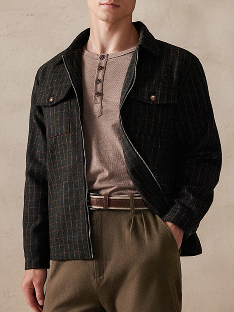 Kariertes Wollmisch-Jacke