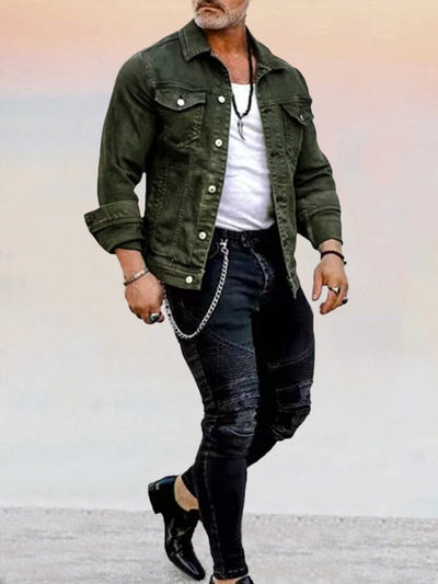 Coofandy Freizeit Button Denim Jacke