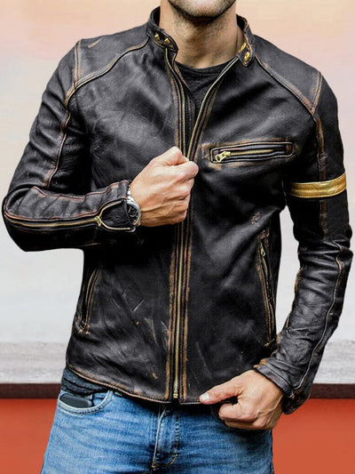 Stehkragen Punk Lederjacke