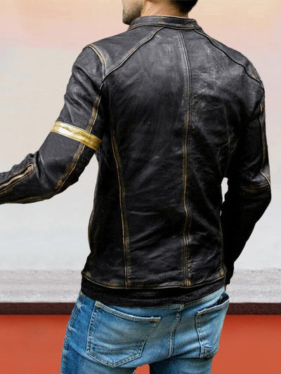 Stehkragen Punk Lederjacke