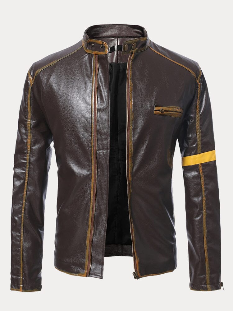 Stehkragen Punk Lederjacke
