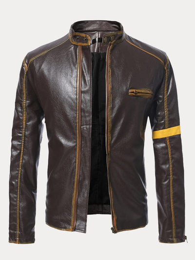 Stehkragen Punk Lederjacke