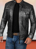Stehkragen Punk Motorrad Lederjacke