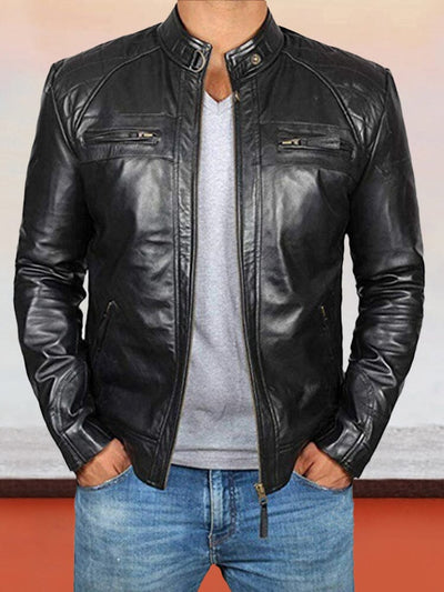 Stehkragen Punk Motorrad Lederjacke