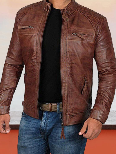 Stehkragen Punk Motorrad Lederjacke