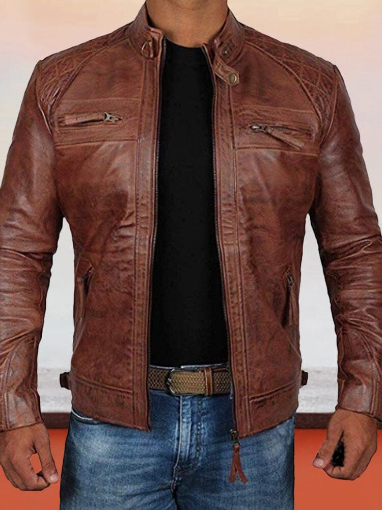 Stehkragen Punk Motorrad Lederjacke