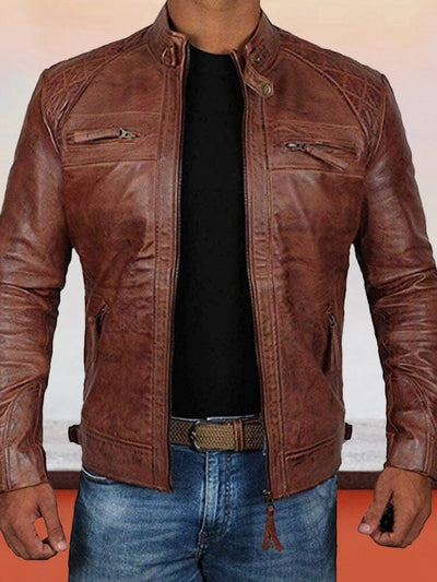 Stehkragen Punk Motorrad Lederjacke