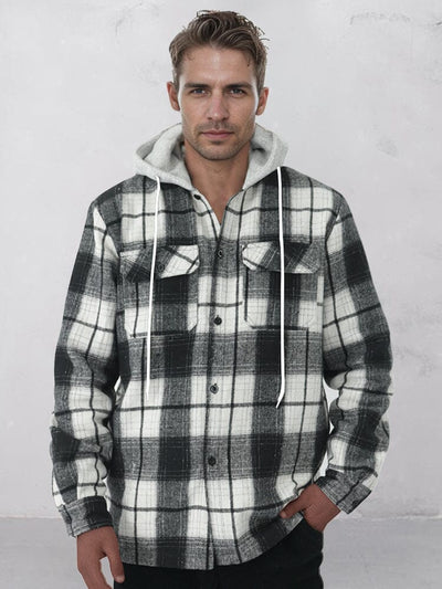 Bequeme Flanell-Hoodie-Karo-Jacke
