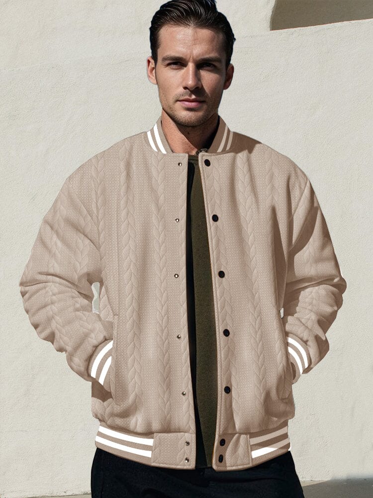 Lässige Jacquard Baseballjacke