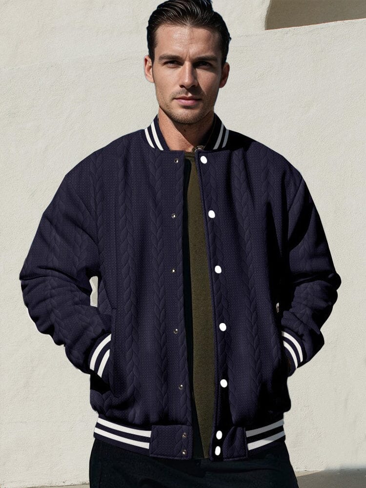 Lässige Jacquard Baseballjacke