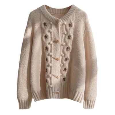 Lässiger Floral Strickcardigan