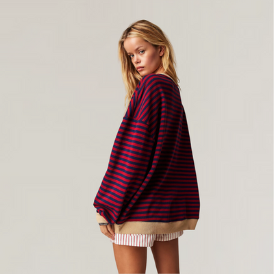 Margot™ | Stilvoller Übergroßer Gestreifter Pullover