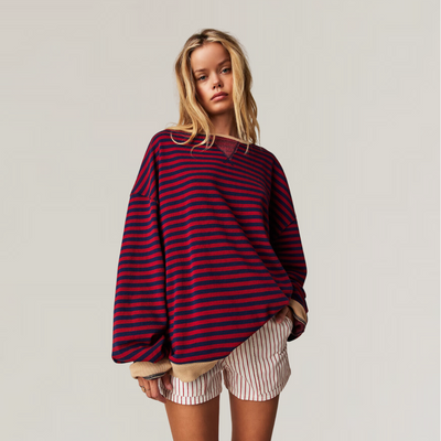 Margot™ | Stilvoller Übergroßer Gestreifter Pullover