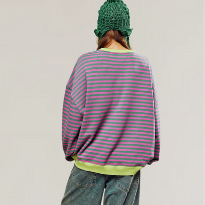 Margot™ | Stilvoller Übergroßer Gestreifter Pullover
