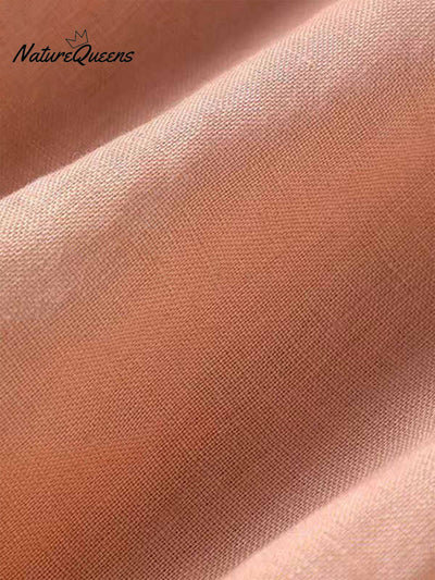 Damen V-Ausschnitt Baumwolle und Leinen Shirt