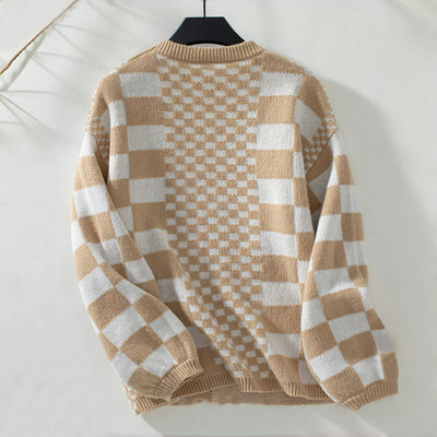 Lässiger Karierter Strickcardigan