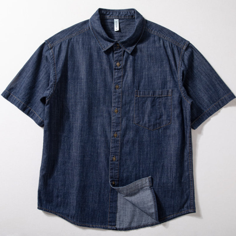 Denim Locker Dünn Retro Arbeitshemd T-Shirt