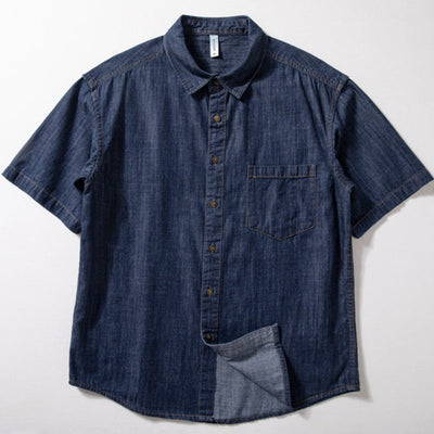 Denim Locker Dünn Retro Arbeitshemd T-Shirt