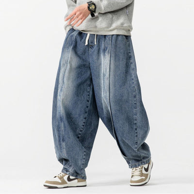 Japanische Retro Machete Denim Lockere Weitbein-Harem-Hose