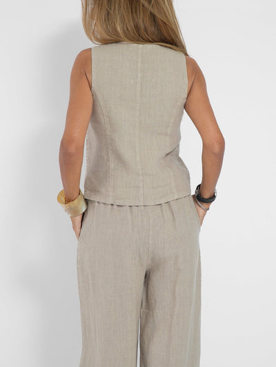 Aira™ - Geknöpfter Weste & Weite-Hosen Set