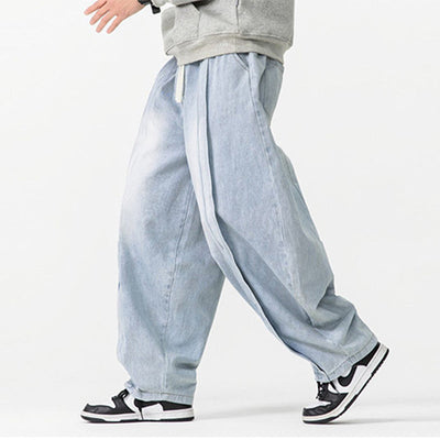 Japanische Retro Machete Denim Lockere Weitbein-Harem-Hose