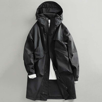 Retro Mid-Length Kapuzen Freizeit Windbreaker Jacke