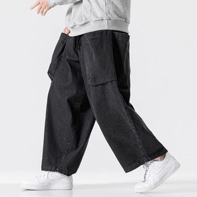 Japanische Retro Weite Jeans mit großen Taschen