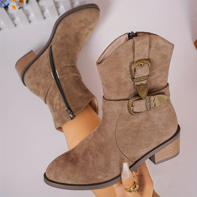 Solène | Damen Winter Cowgirl Stiefel mit warmer Fütterung und Absatz