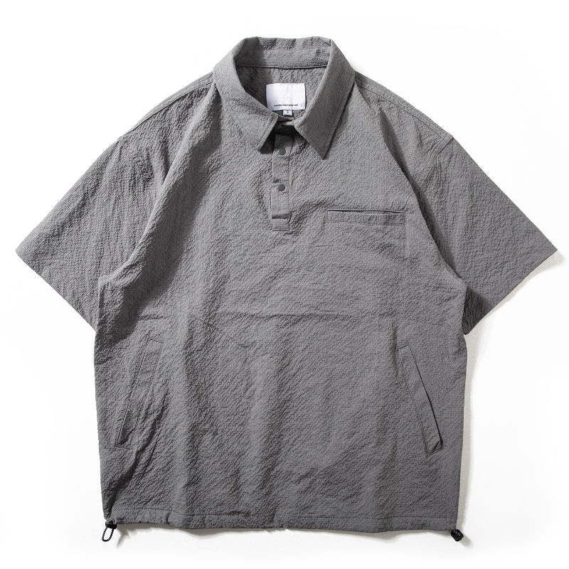 Texturiertes Polohemd im japanischen Stil mit Revers