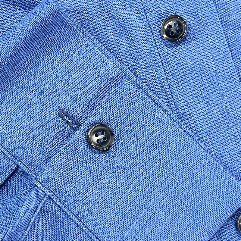 Herren Sommermode Slub-Leinen Langarmhemd