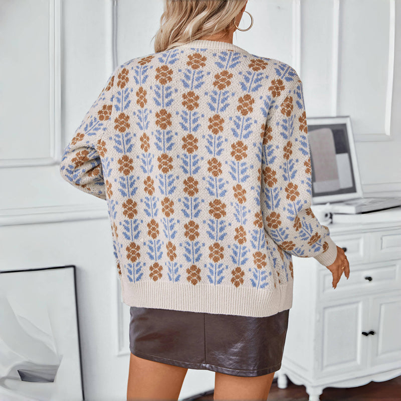 Vintage Floral Strickjacke