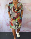 RIA – Farbenfrohes Kleid mit V-Ausschnitt