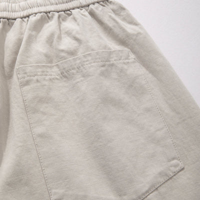Baumwoll-Elastische Kordelzug Gerade Lockere Freizeitshorts