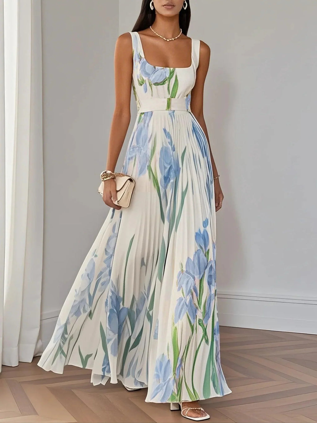 Liviana | Plissiertes Maxi-Kleid