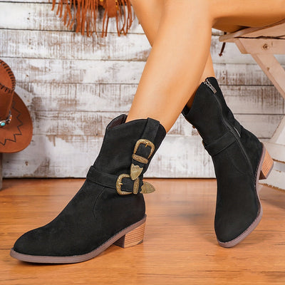 Solène | Damen Winter Cowgirl Stiefel mit warmer Fütterung und Absatz