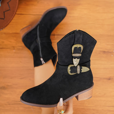Solène | Damen Winter Cowgirl Stiefel mit warmer Fütterung und Absatz