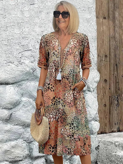 Lina | Midikleid mit Print – Boho Sommer Stil