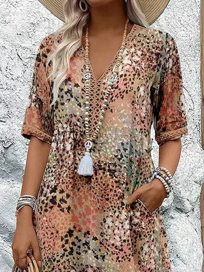 Lina | Midikleid mit Print – Boho Sommer Stil