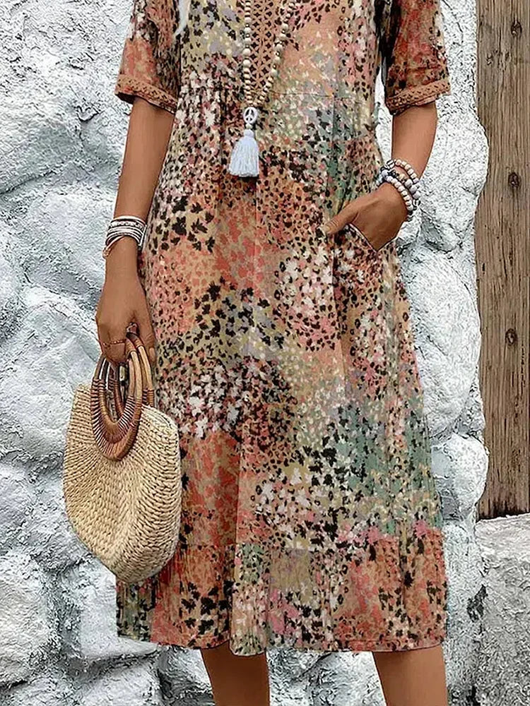 Lina | Midikleid mit Print – Boho Sommer Stil