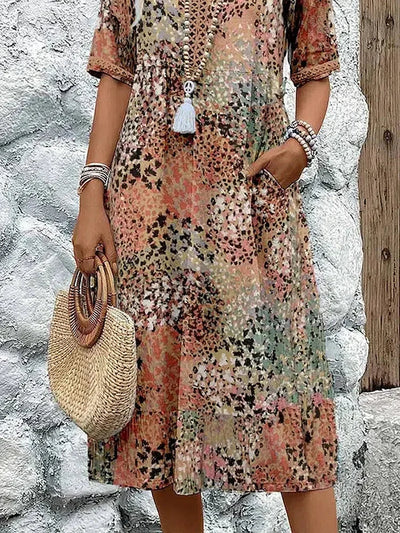 Lina | Midikleid mit Print – Boho Sommer Stil