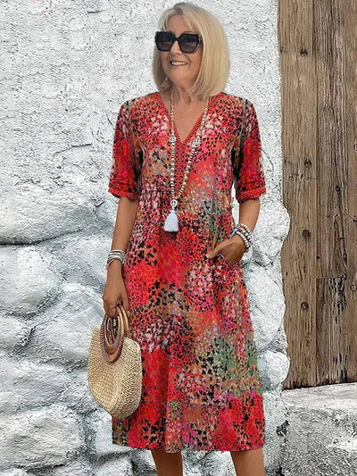 Lina | Midikleid mit Print – Boho Sommer Stil