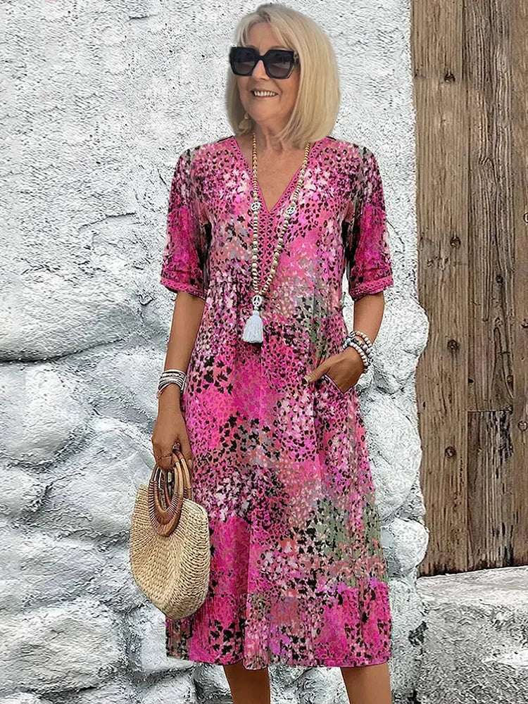 Lina | Midikleid mit Print – Boho Sommer Stil
