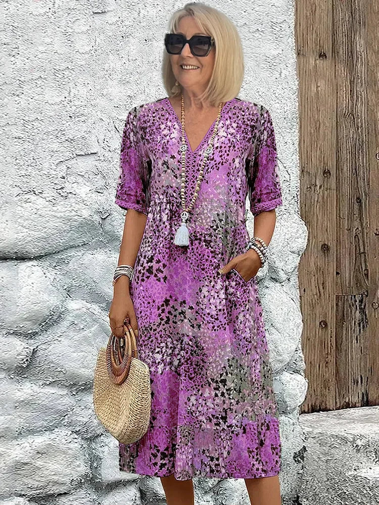 Lina | Midikleid mit Print – Boho Sommer Stil