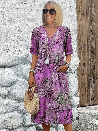 Lina | Midikleid mit Print – Boho Sommer Stil