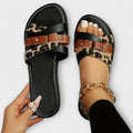 Leopard-Cross-Strap-Sandalen
