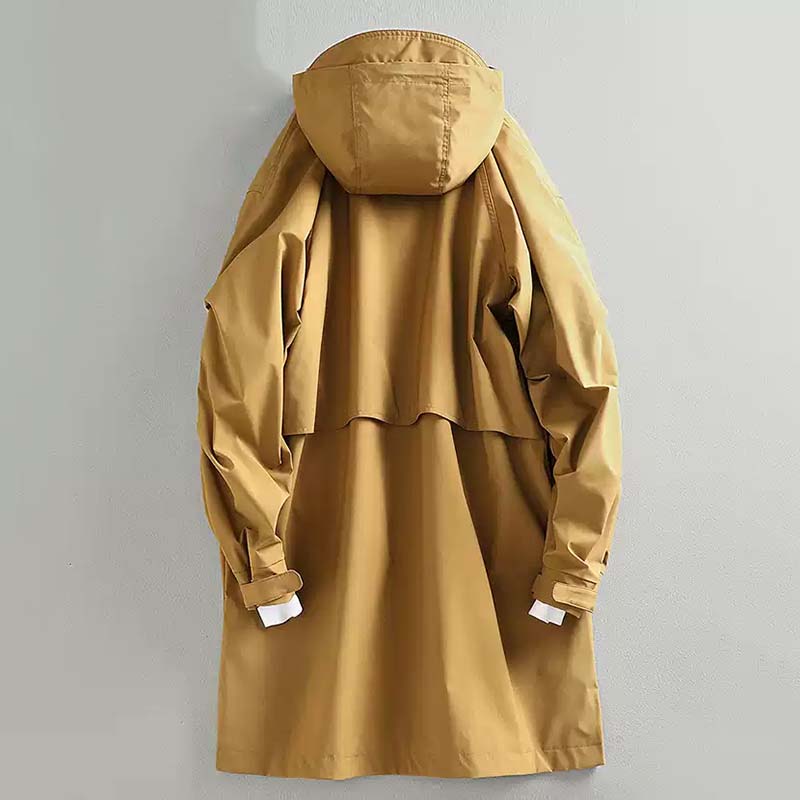 Retro Mid-Length Kapuzen Freizeit Windbreaker Jacke
