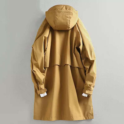 Retro Mid-Length Kapuzen Freizeit Windbreaker Jacke