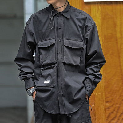 Japanisches lockeres Mehrfach-Taschenhemd